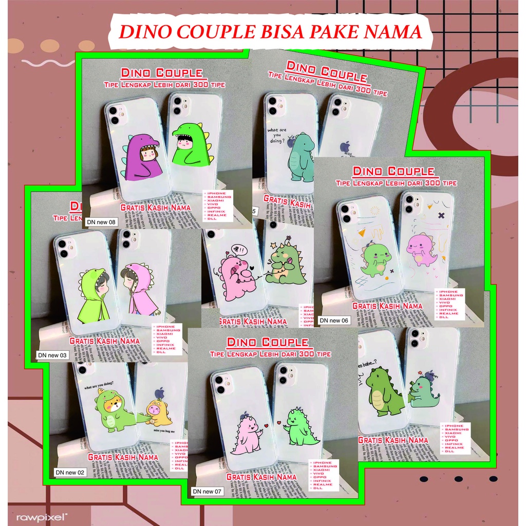 CUSTOM COUPLE DINOSAURUS CASE REALME C20 / REALME C11 ALL TYPE / KARTUN DINO BEBAS DESAIN