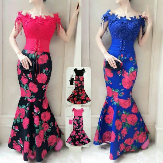 Long dress brukat kombi scuba import