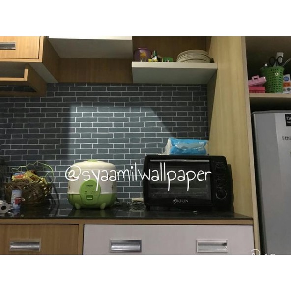 Wallpaper Dinding 10M Dekorasi Wallpaper I Wallpaper Motif Bata Biru Tua