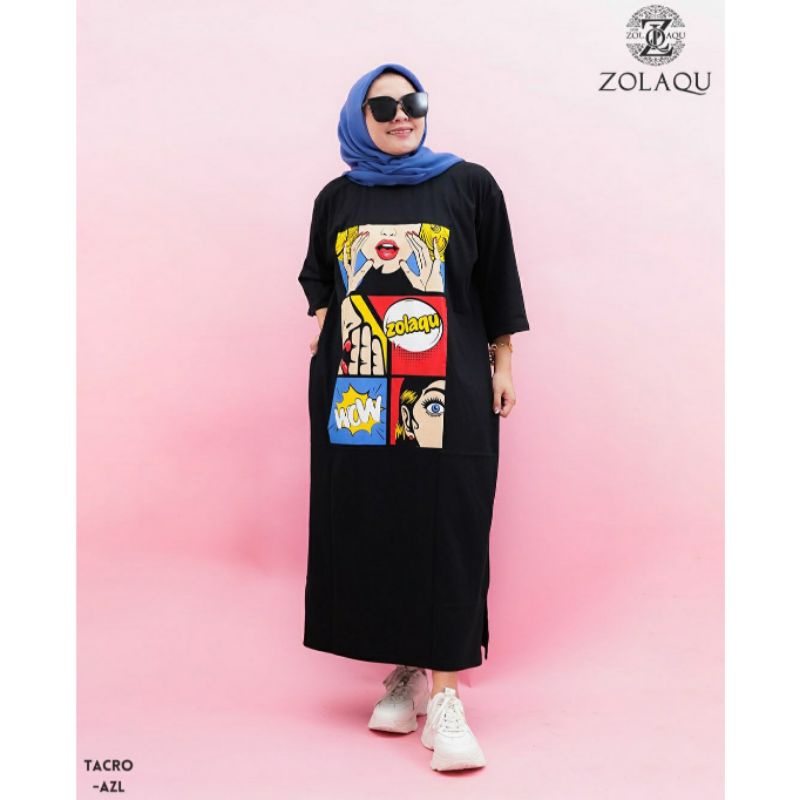LONG TUNIK ZOLAQU ORIGINAL HITAM (LACTO)