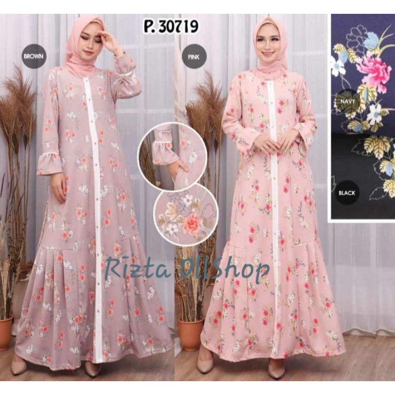 Gamis Dress Wanita Syari Murah Gamis Bunga Rempel By PAPERMEA Original