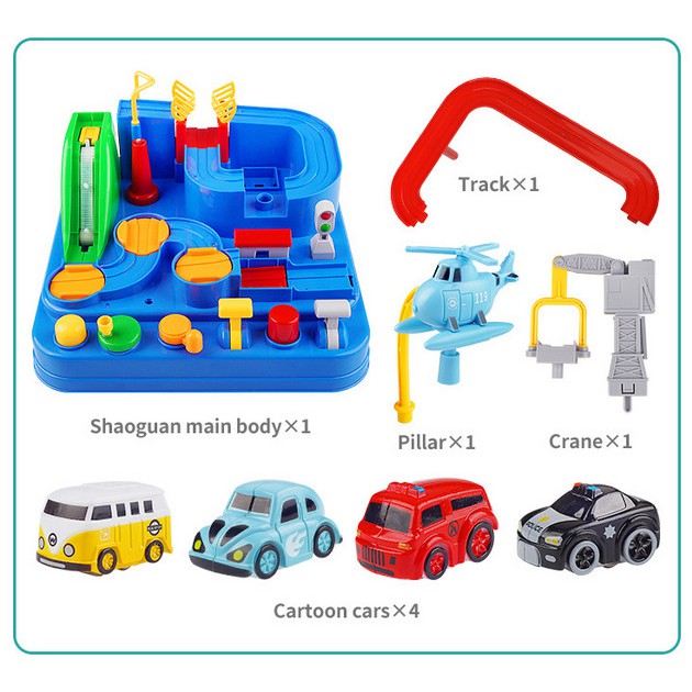 Car Adventure Track Mainan Anak Mobil mobilan +4 mobil Space Animals Engineering Spaceman