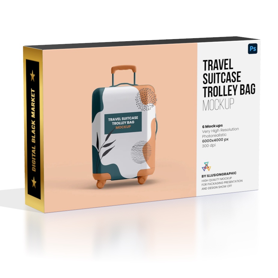 Travel Suitcase Trolley Bag Mockups