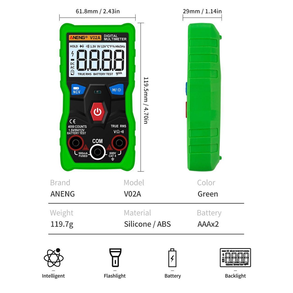 Solighter Digital Multimeter Presisi Tinggi Auto-Ranging True RMS Profesional Capacitor Tester