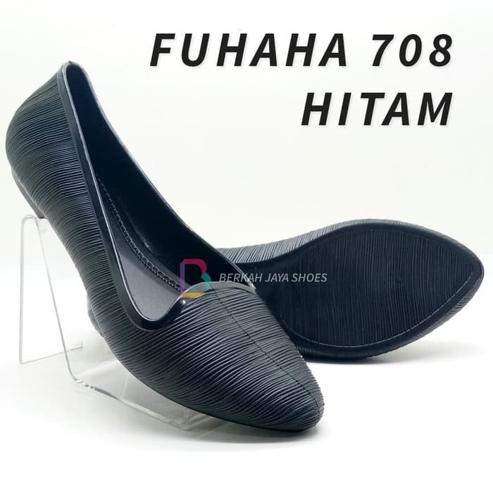 COXce Sepatu Karet - Flat Shoes Wanita Fuhaha 708 Varian Warna - Hitam 36