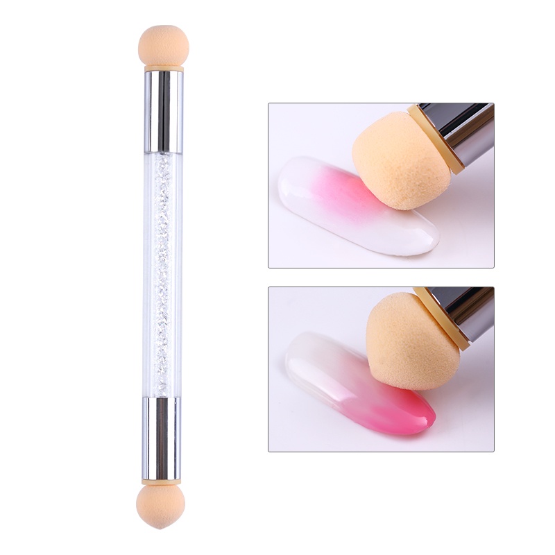 Round Replaceable Sponge Heads Shading Pen Dotting Brush Sponge Head Rhinestone Handle Nail Art Brush Nail Painting Tools