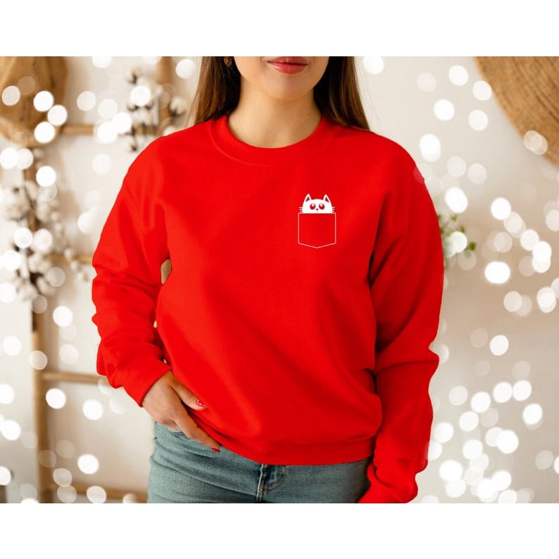 Pocket Kucing Sweater Crewneck || Pocket Kucing Basic Sweater Sz M - XL ( Pria &amp; Wanita )