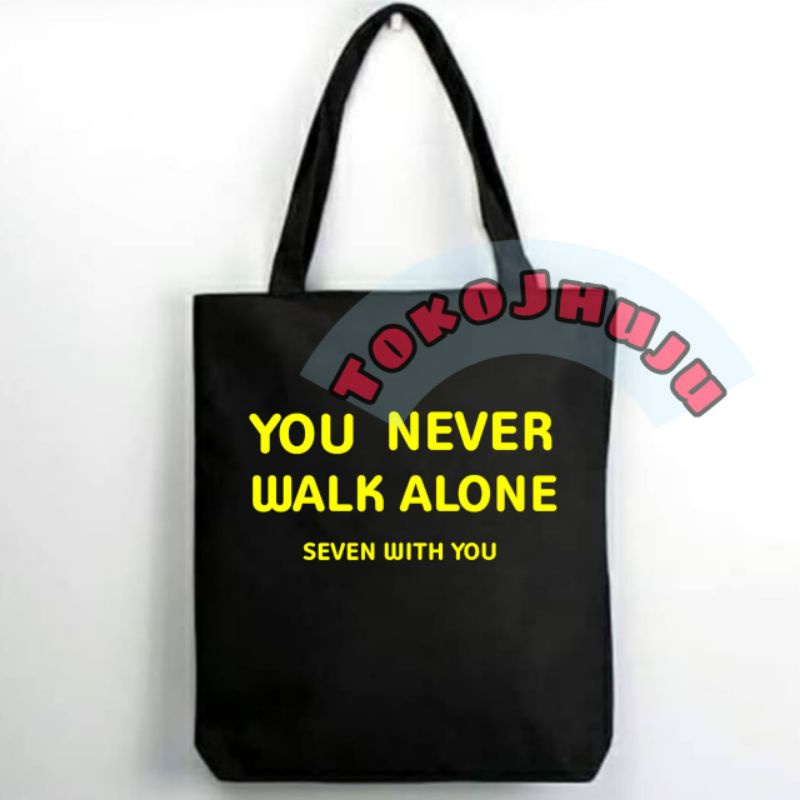 Totebag Resleting BTS Jimin You Never Walk Alone sablon kuning