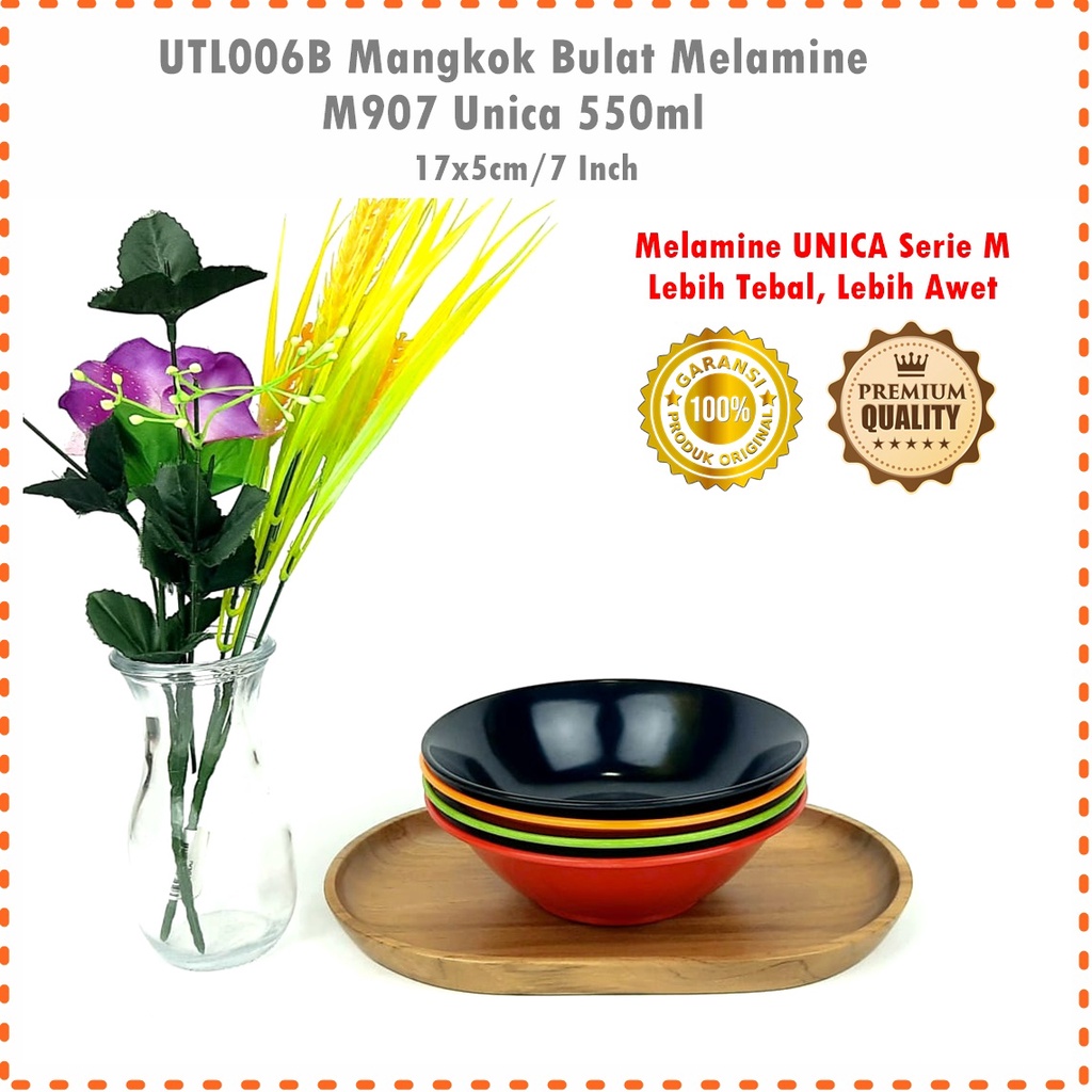 UTL006B Mangkok Bulat/Mangkok Mie Ayam Melamine M907 Unica 550ml/7Inch