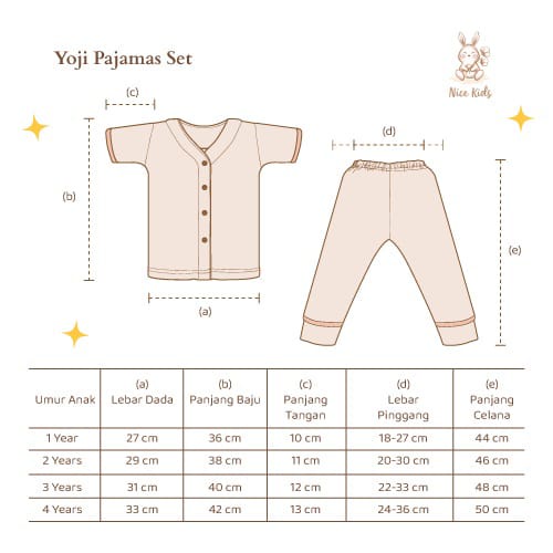 Nicekids - Yoji Pajamas ( Piyama Anak 1-4 Tahun )