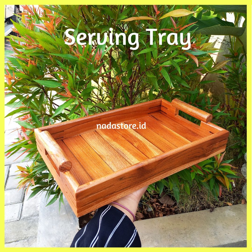 PREMIUM WOODEN SERVING TRAY / BAKI / NAMPAN KAYU JATI / NAMPAN DEKORASI KAYU AESTHETIC