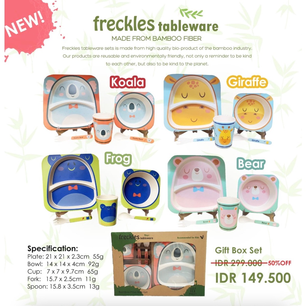 Freckles Tableware Bamboo Feeding Set