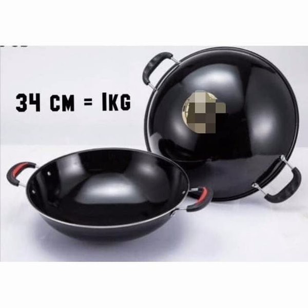 WAJAN ENAMEL 2 KUPING 34CM 2R22 / KUALI ANTI LENGKET PANCI MASAK JUMBO