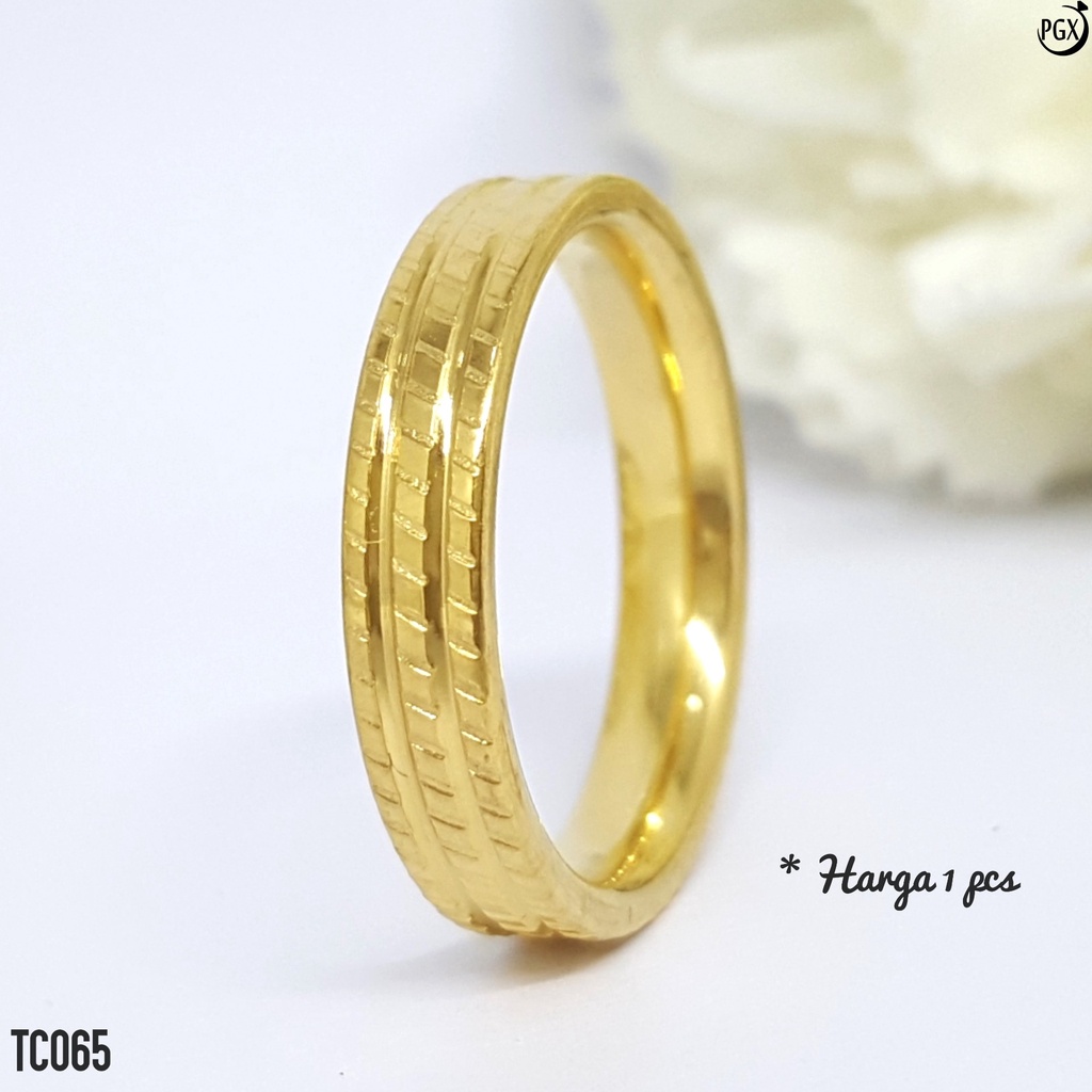 PGX Cincin Titanium Couple Tunangan Aksesoris Fashion Perhiasan Anti Karat - TC065