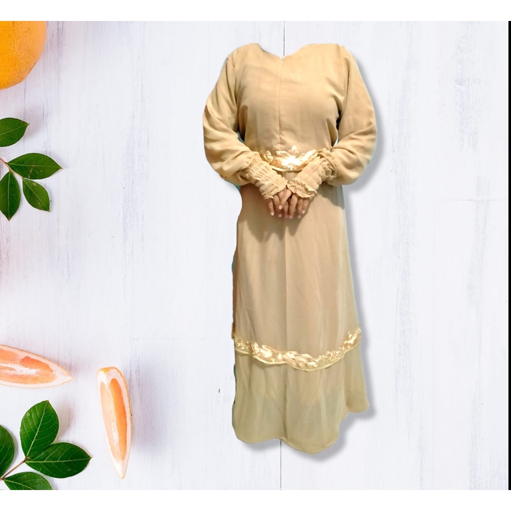 Gamis ceruty babydoll mix brokat/Gamis ceruty babydoll mix renda/Gamis  ceruty full furing/Dress cer