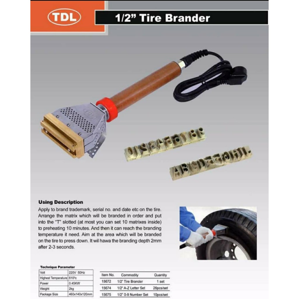 

Stempel Ban / Tire Brander TDL