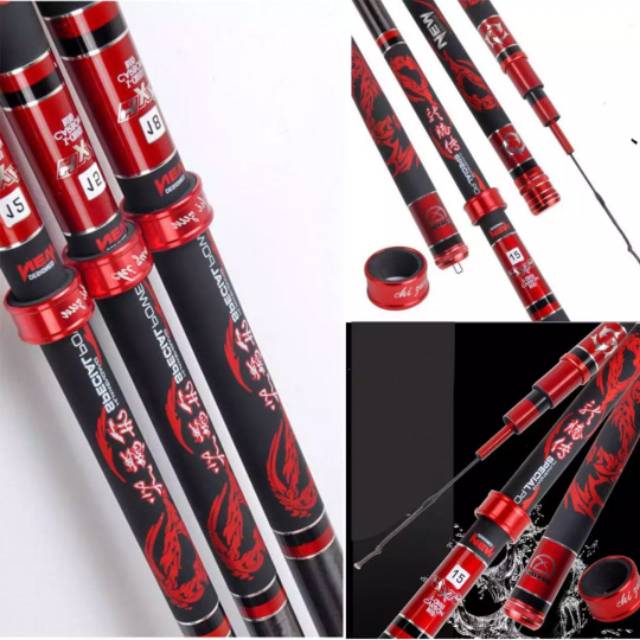 Joran tegek import carbon 7H kaku 570cm