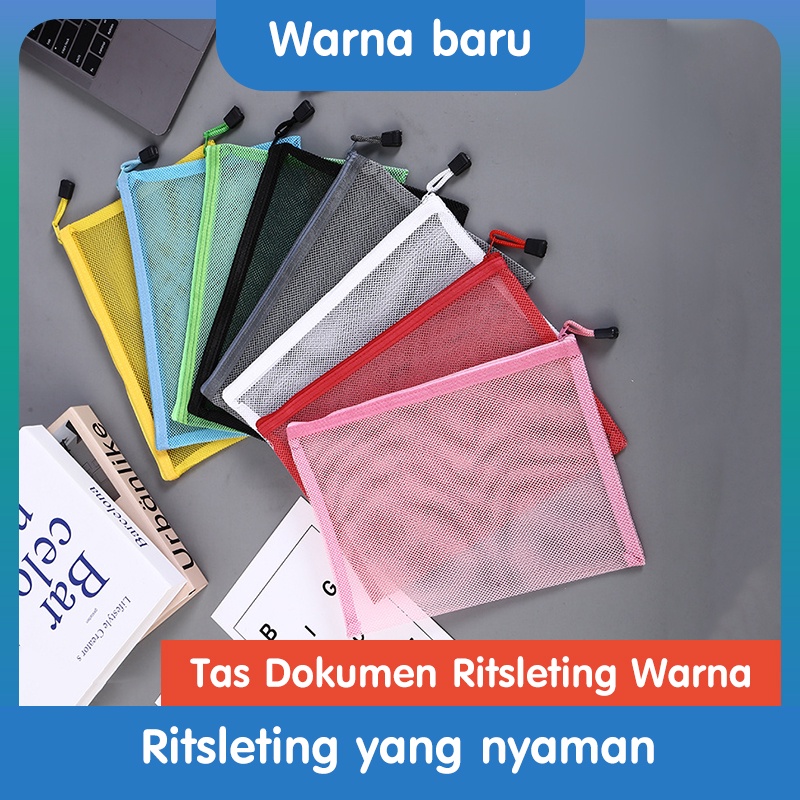 

Tas File Ritsleting Warna Tas Pensil Tempat Pensil Tas Penyimpanan Alat Tulis Kotak Pensil Siswa Tas Mesh Transparan