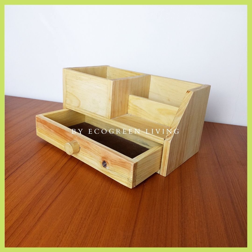 Code DO-03 Rustic Wood Desktop Office Organizer Drawers Storage