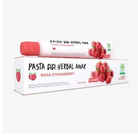 PASTA GIGI HERBAL ANAK RASA STRAWBERRY HNI HPAI  Mengandung Siwak Sirih dan Garam  Bukit Mineral tif