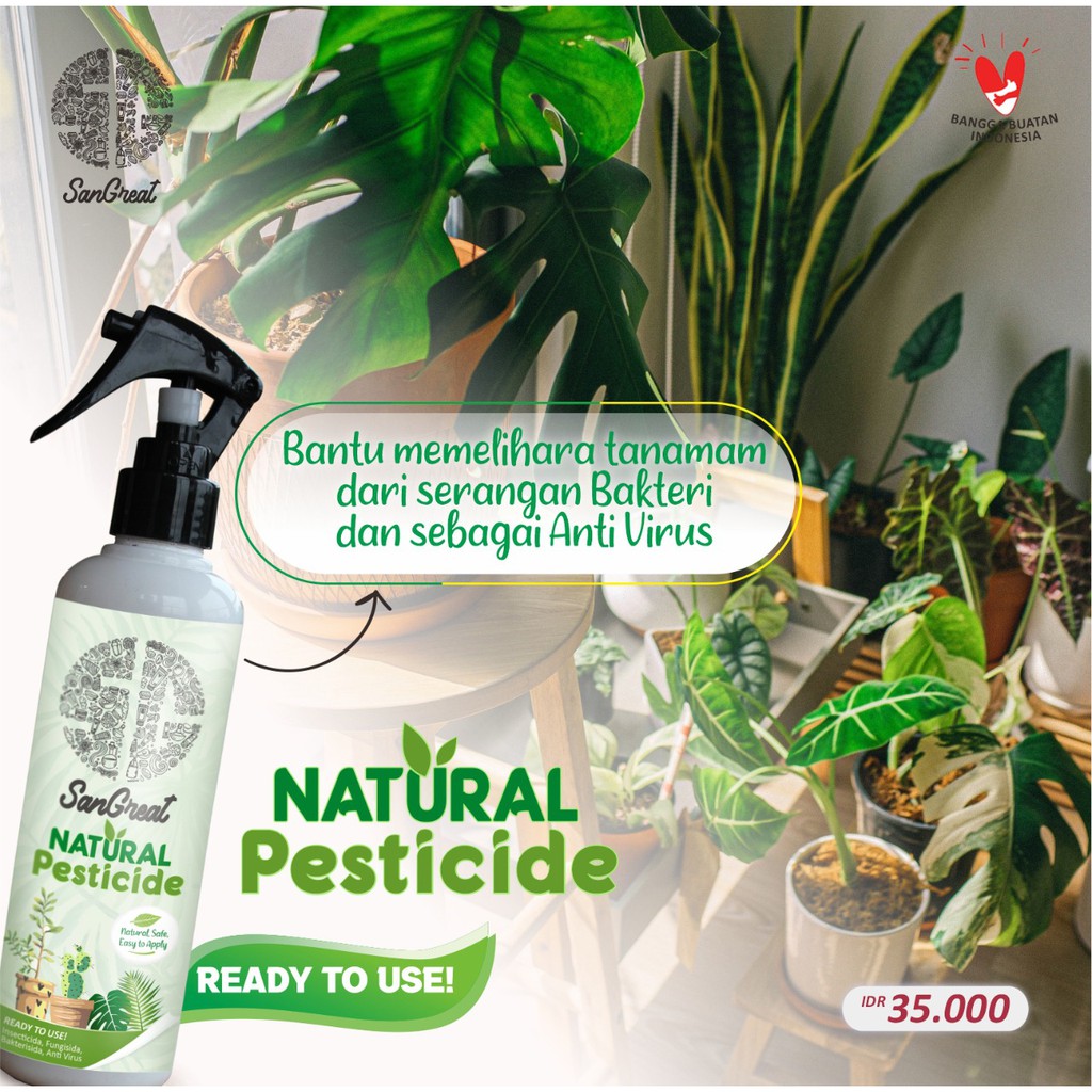 SanGreat Natural Pestisida pengendali hama dan penyakit untuk kutu putih ulat trips keong semut tanaman hias dan tabulampot 250 ml-pestisida organik