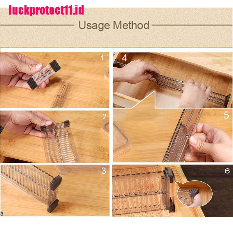 (LUCK11) 2pcs / Set Sekat / Sekat Organizer Laci Adjust Untuk Perlengkapan Dapur / Rumah DIY