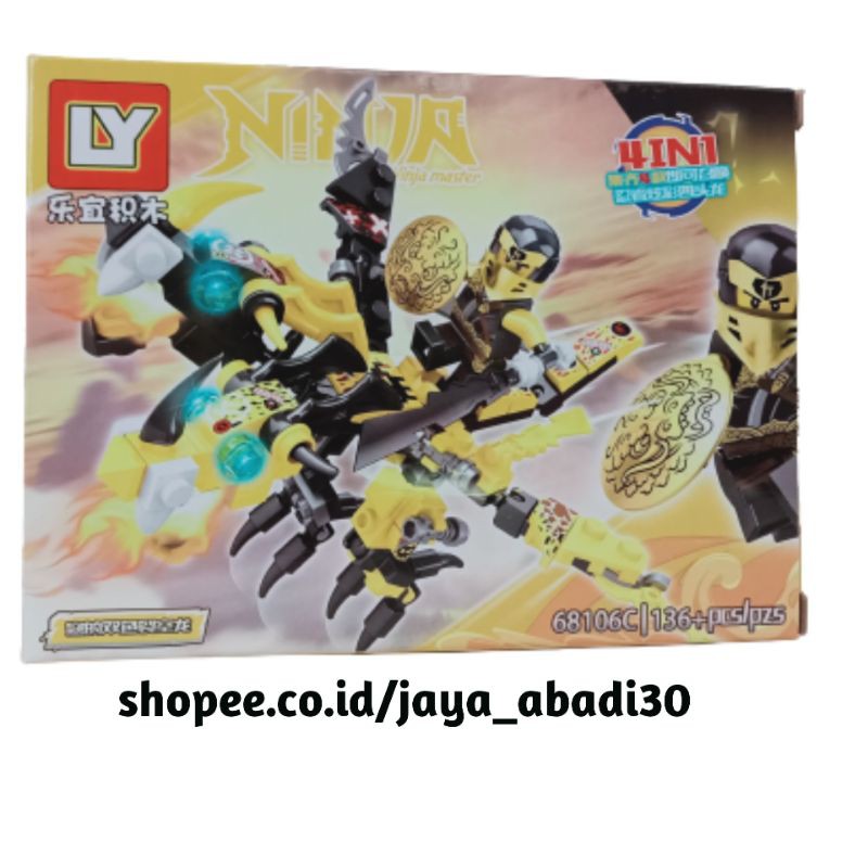 MAINAN LEGO BRICK NINJA MASTER DAN KENDARAAN HEWAN ICON 4 SERI 68106B