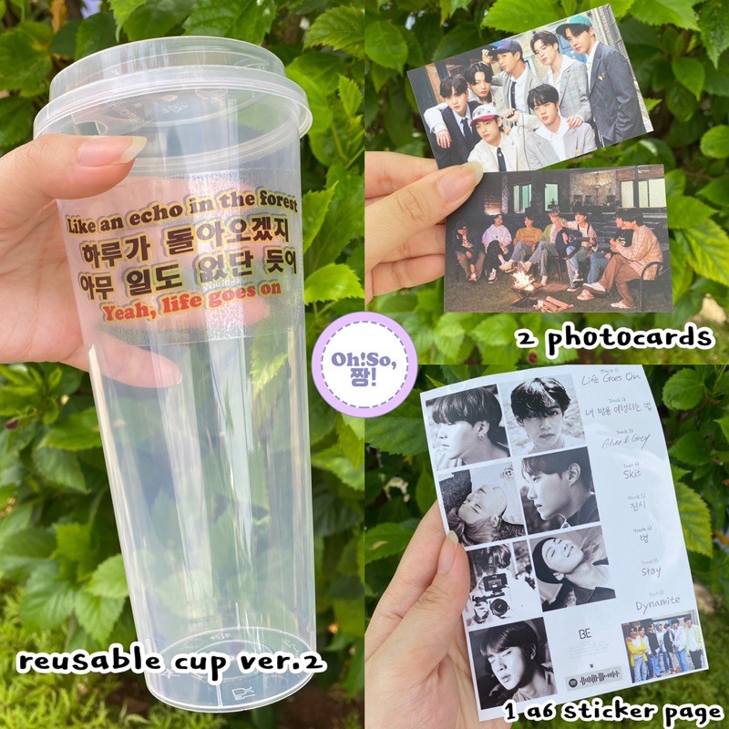 BTS LIFE GOES ON REUSABLE CUP BE