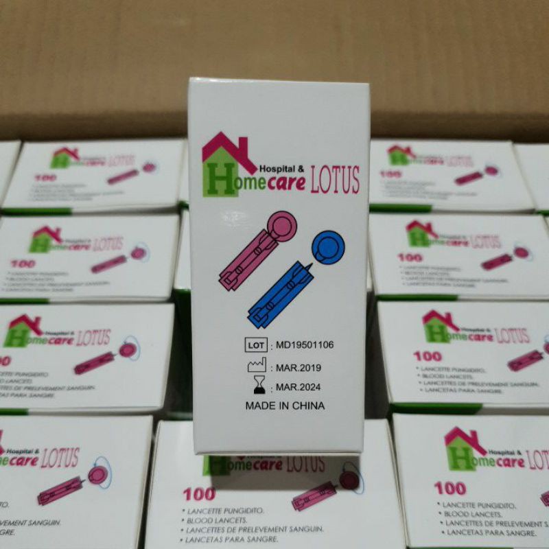 Jarum Lancet Homecare Lotus / Blood Lancet isi 100 pcs / Ukuran 28 G