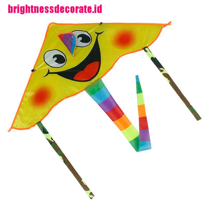 Brightid 1 Set Layang-Layang Motif Smiley Face Ukuran 80x45cm Dengan Tali 50m Untuk Outdoor