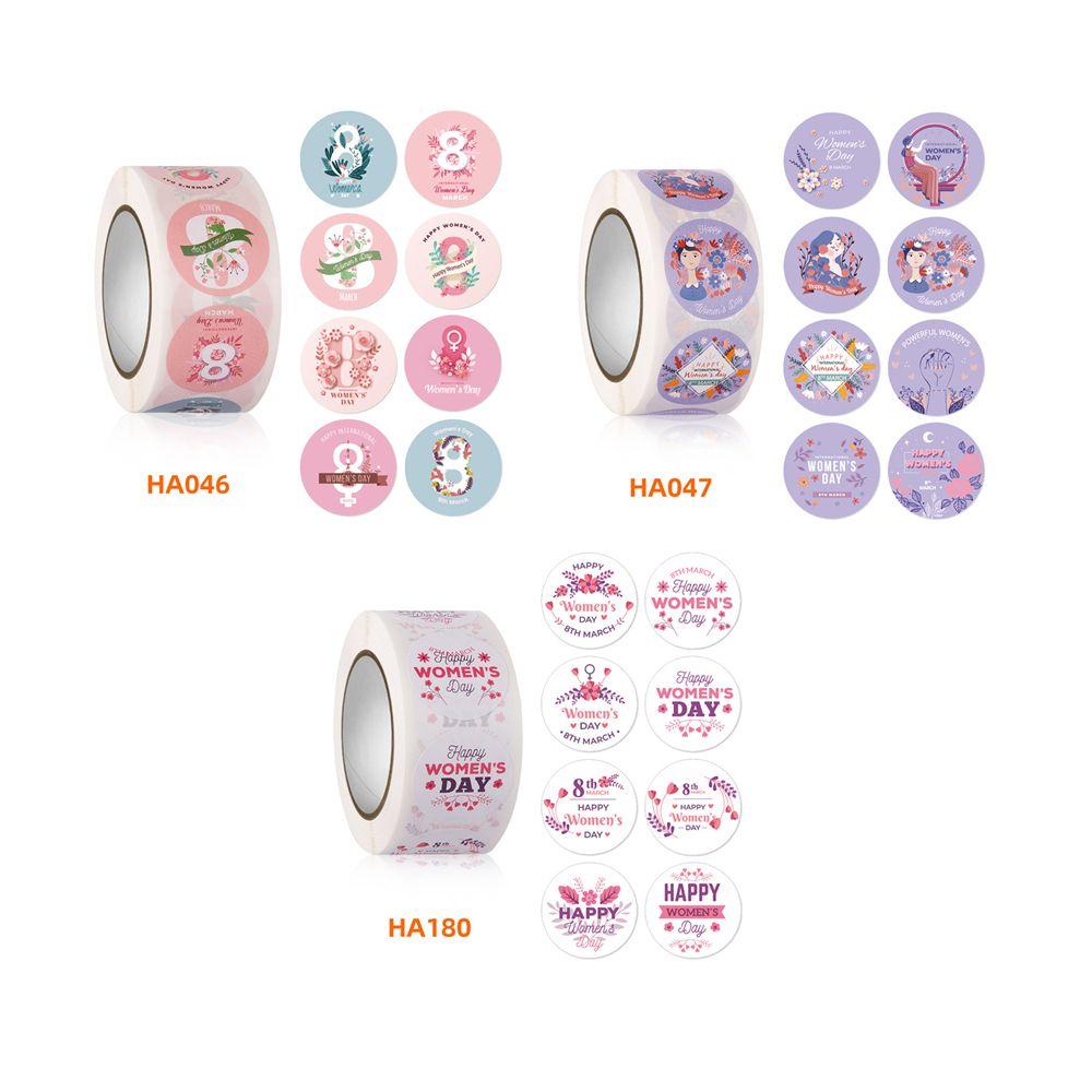 R-flower 500pcs/roll Stiker Hari Wanita 500pcs/roll Alat Tulis Wanita Gift Box Label Sealing Sticker