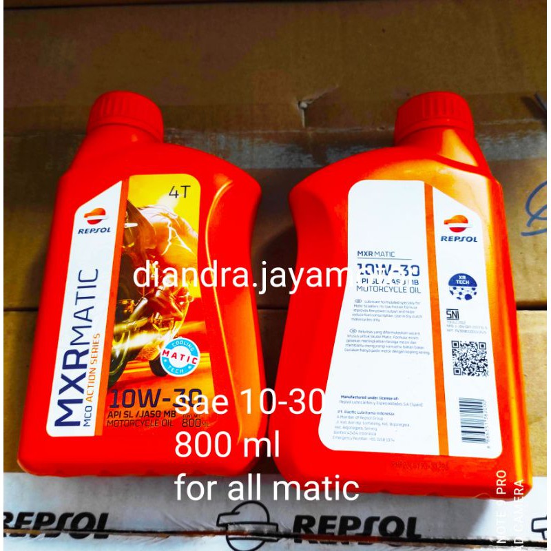 oli repsol matic 800 ml sae 10-30 for all matic