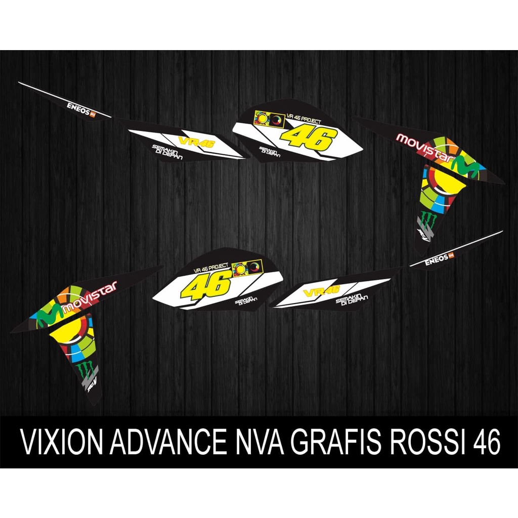 STIKER STRIPING DECAL NEW VIXION ADVANCE (NVA) GRAFIS ROSSI 46 SUDAH LAMINASI MUDAH PEMASANGAN