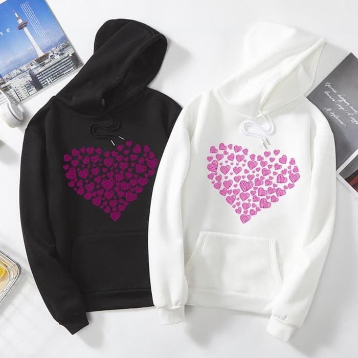 SW052 - Sweater Hoodie Wanita Love Heart-1