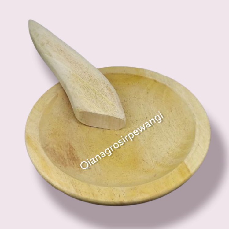 Hot item cobek kayu + ulekan/ulekan kayu ukuran 22cm