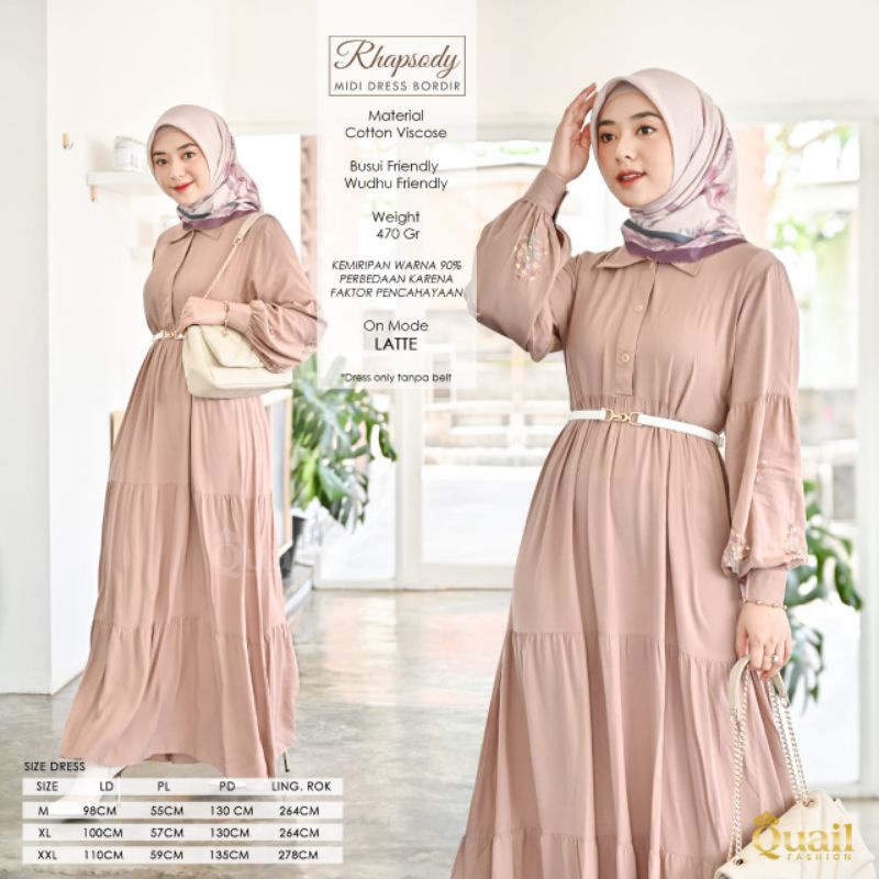 Rhapsody Midi Dress Bordir By Original Quail Hijab