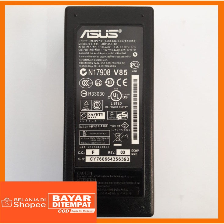 Adaptor charger Laptop Asus 19V 3,42A 19V-3,42A BONUS KABEL POWER