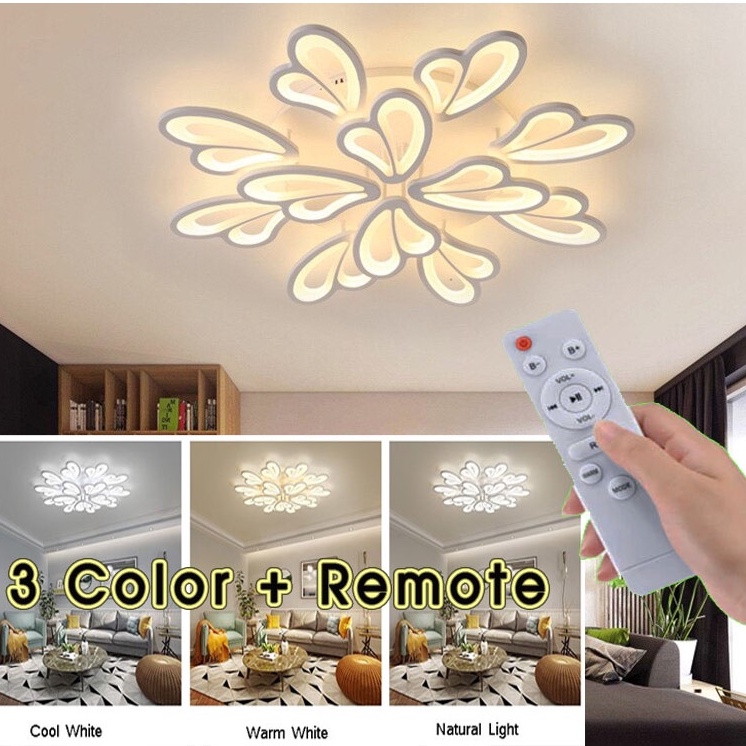 Lampu Hias Plafon Lampu Ruang Tamu Moderen Minimalis Premium Style 72W 220V Modern LED Chandelier Ceiling chandeliers Lighting With Remote Control For Living Room Bedroom kitchen Lustre Fixture Lights Antik Jadul Retro LED Ceiling Lamp Modern Living Room