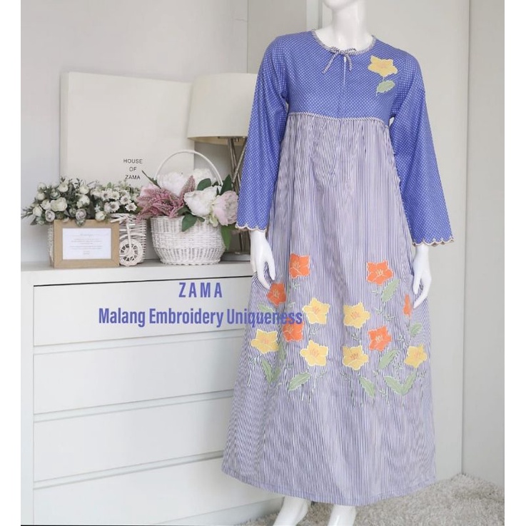 NG-S DASTER RUMAHAN LENGAN PANJANG BUSUI  GAMIS DAILY ZAMA BORDIR MALANG