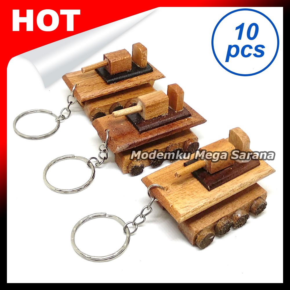 Souvenir Gantungan Kunci Tank Kayu - Isi 10pcs