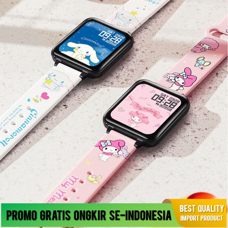 Jam Tangan Anak Anak Zgo Sanrio JointNama Smart Watch Wanita Graffiti Strap Tahan Air MultiFungsiona