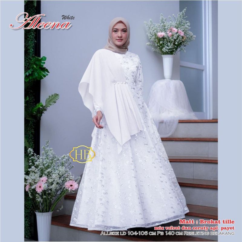 LD 120cm JUMBO Gamis Brokat ALEENA Tille Mutiara Dress Brokat Terbaru Gamis Brokat Gamis Syar'i