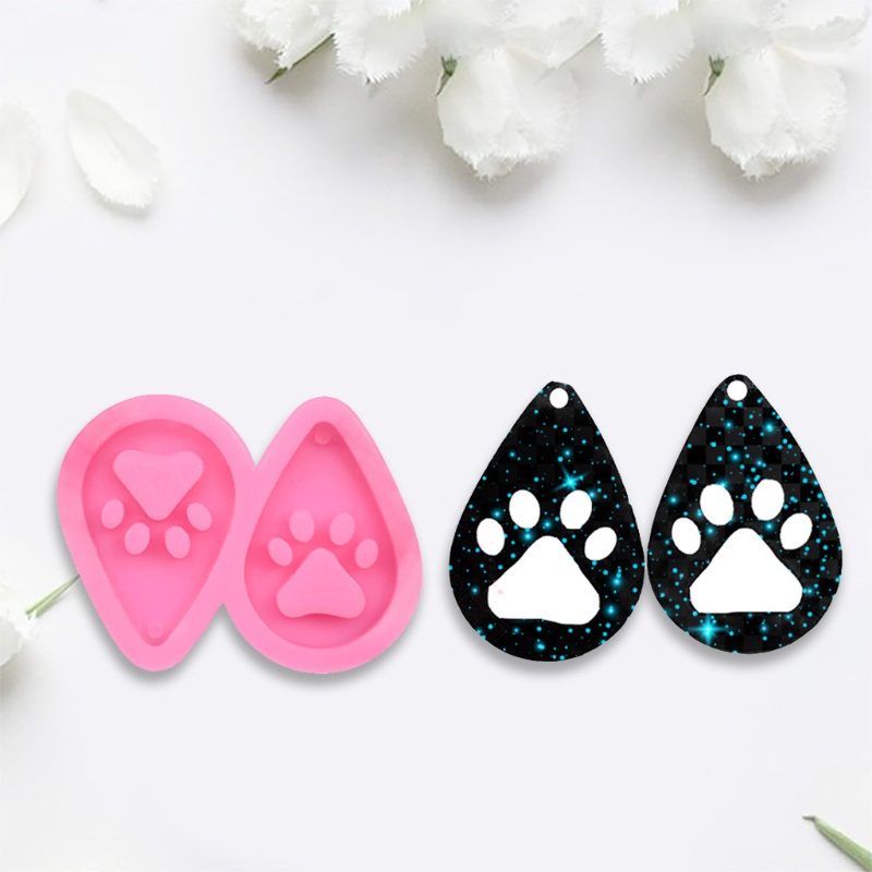 SIY  DIY Dog Paw Keychain Epoxy Resin Mold Key Chain Earrings Pendants Silicone Mould