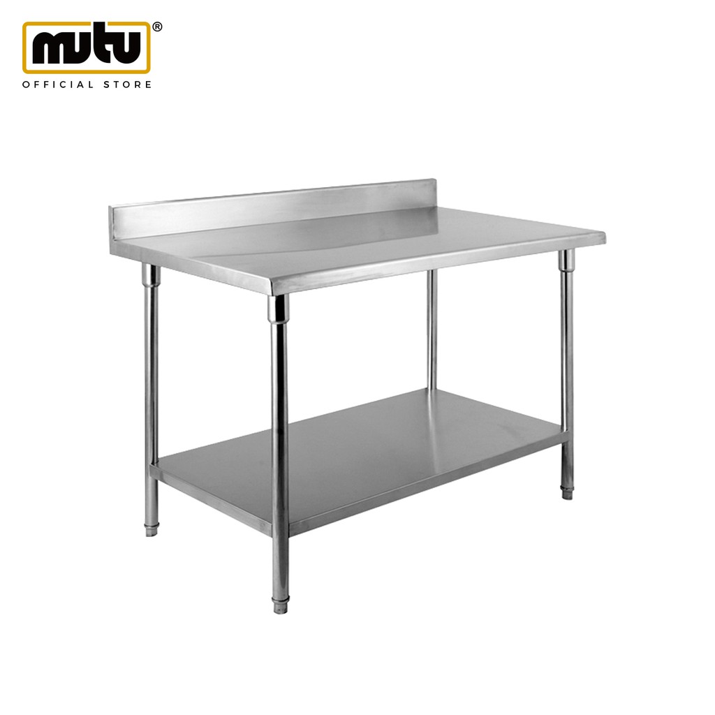 Meja Kerja Dapur 1 Meter dengan Backsplash Stainless Steel Meja Kerja Dapur 1 Meter dengan Backsplash Stainless Steel