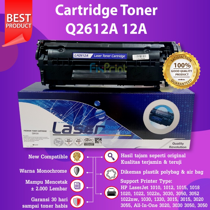 Compatible Cartridge Toner 12A Q2612A Printer LBP2900 LBP 2900