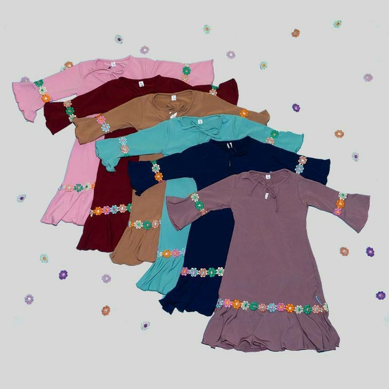 Gamis Bayi Perempuan Newborn 0-18 bulan Baju Muslim Anak Free Jilbab Pakaian Anak Perempuan