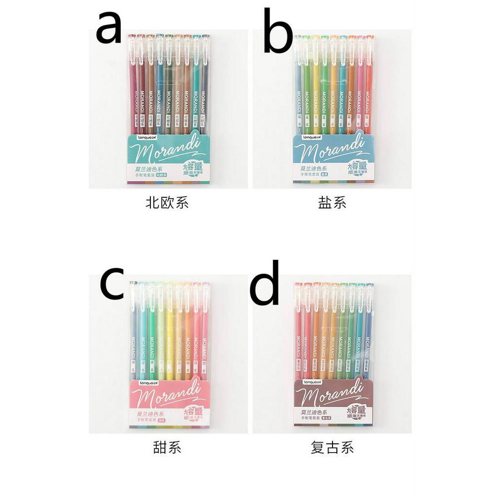 9pcs / Set Spidol 0.5mm Warna Morandi Gaya Jepang Vintage Untuk Perlengkapan Sekolah / Kantor