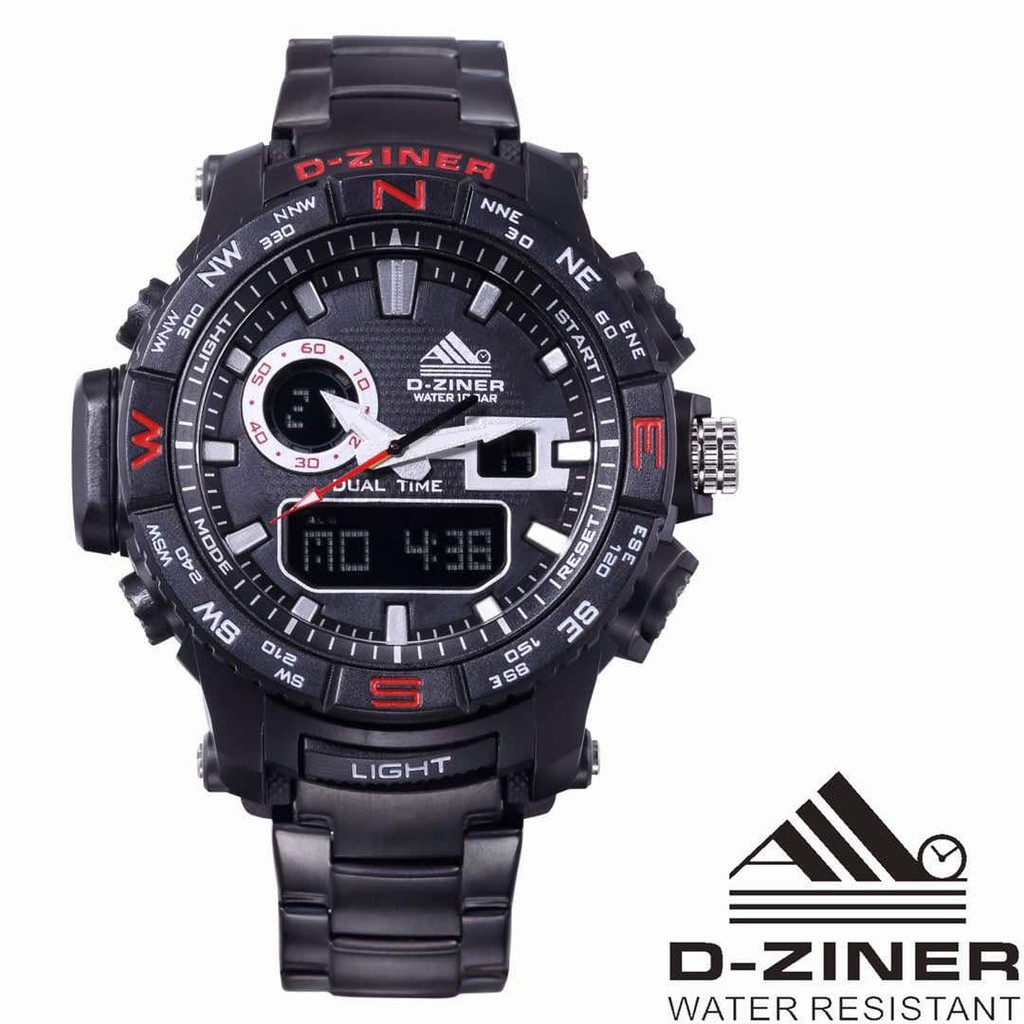 Serowe Kollam Jam Tangan Pria Original D-Ziner Z7400 Rantai Black Red