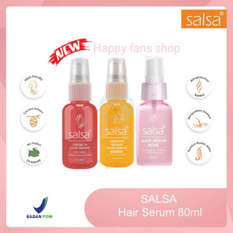 VITAMIN Perawatan Rambut Growth 80ml Serum Hijab ORIGINAL BPOM SALSA Hair Serum Perfum Spray Rose Keratin