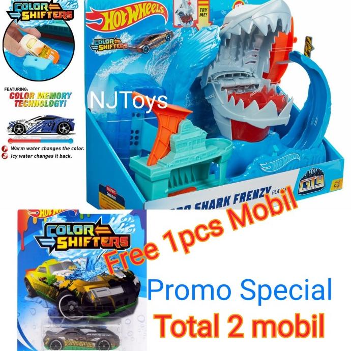 Hot Wheels Robo Shark Frenzy Playset Trackset Color Shifters